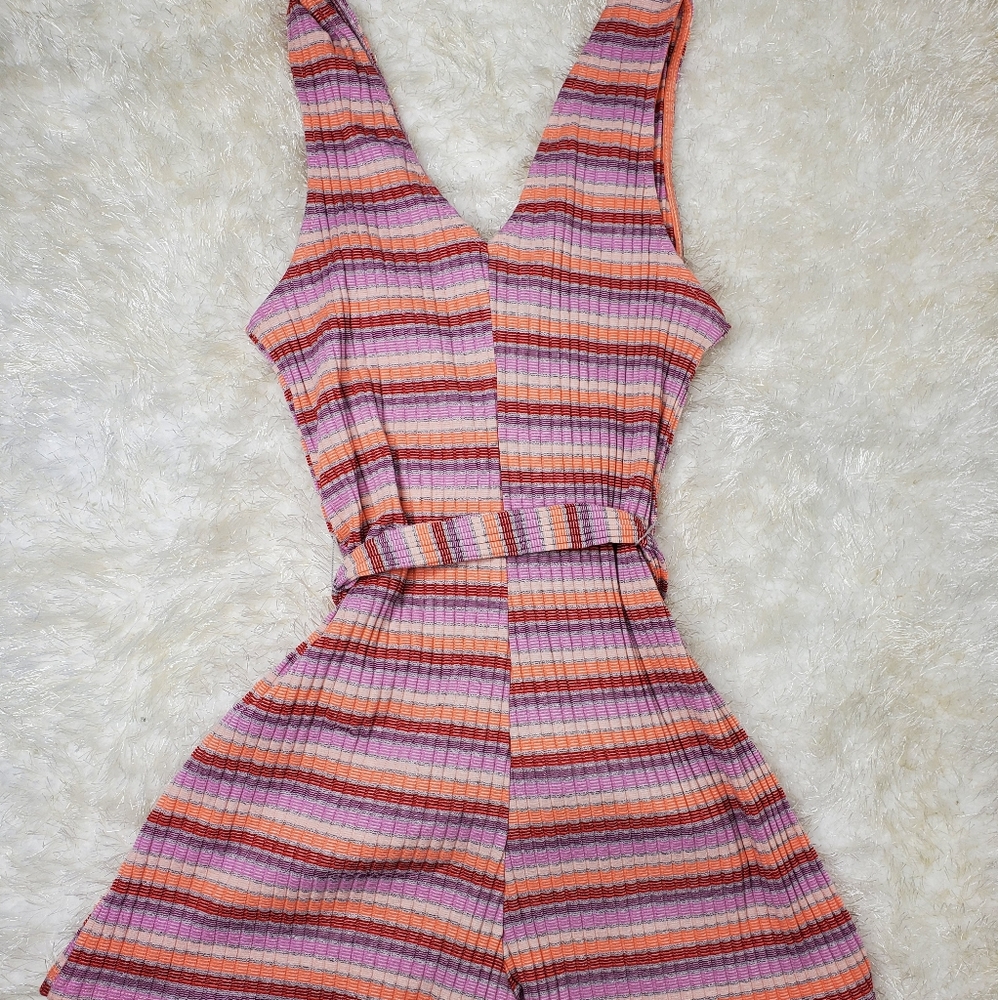 Vanity Room Ribbed Button Front Romper - Picture 3 of 5